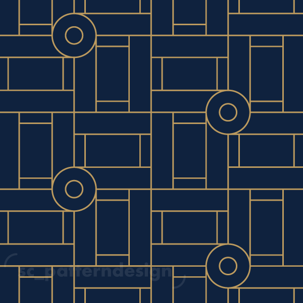Bauhaus Art Deco Linework scpatterndesign navy blue gold