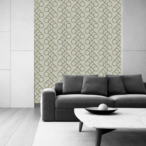 Round Beams Linework Geo Pattern for Wallpaper by sc_patterndesign sage green mockup