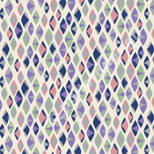 Softly Retro Geo Oval Design Pattern by Stéphanie Chauvel Blue & Pink