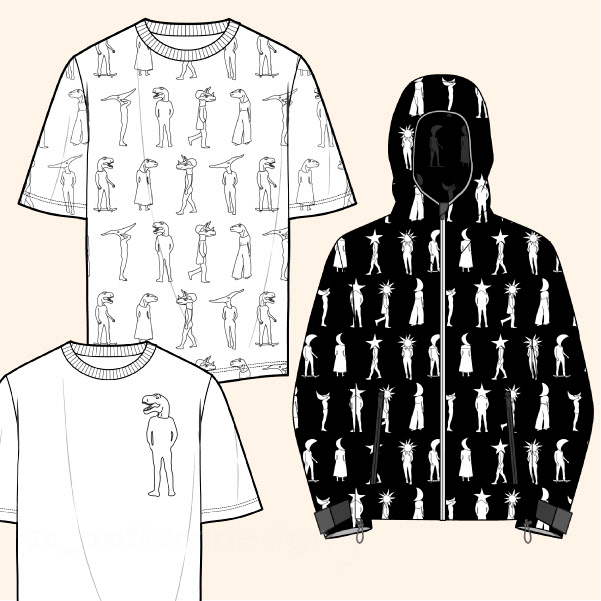 Cosmic Heads Conversational Repeat Pattern Design White by sc_patterndesign mockups streetwear