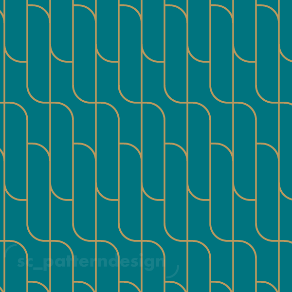 Art Deco Arches scpatterndesign Teal & Gold