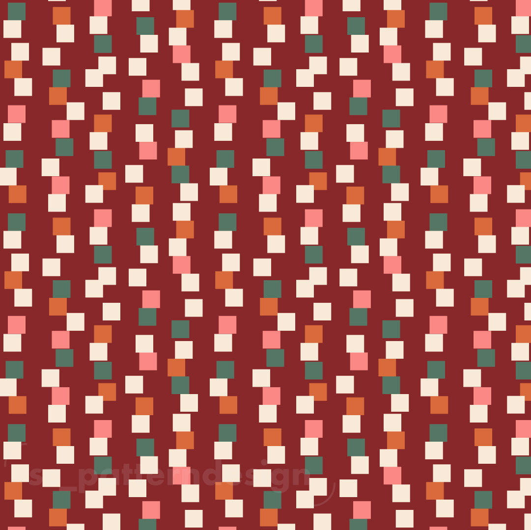 Square Columns geometric print pattern sc_patterndesign red by Stephanie Chauvel