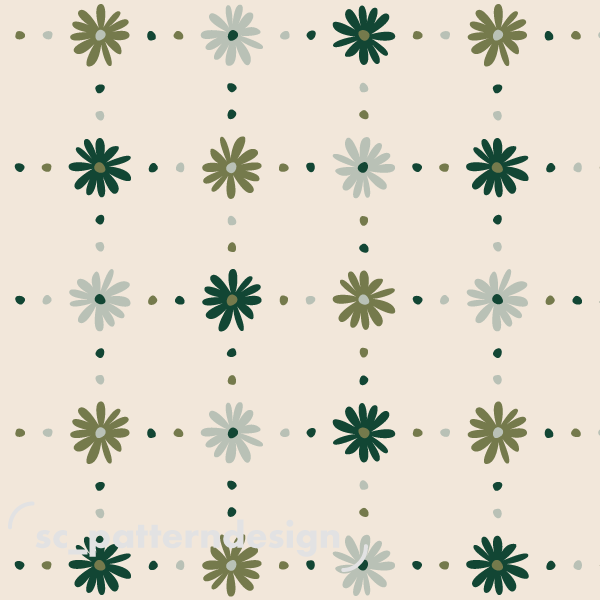 Naive Daisies Florals scpatterndesign Green
