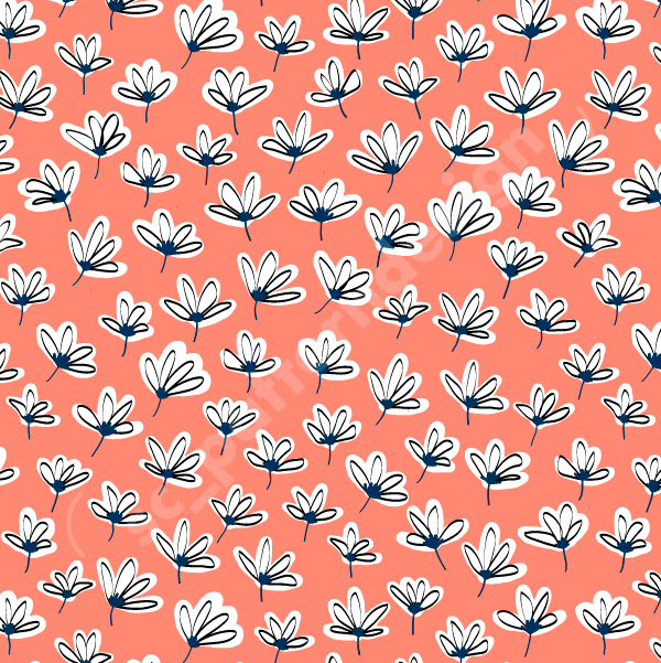 Summer White Pops Abstract Floral Print Design sc_patterndesign Orange