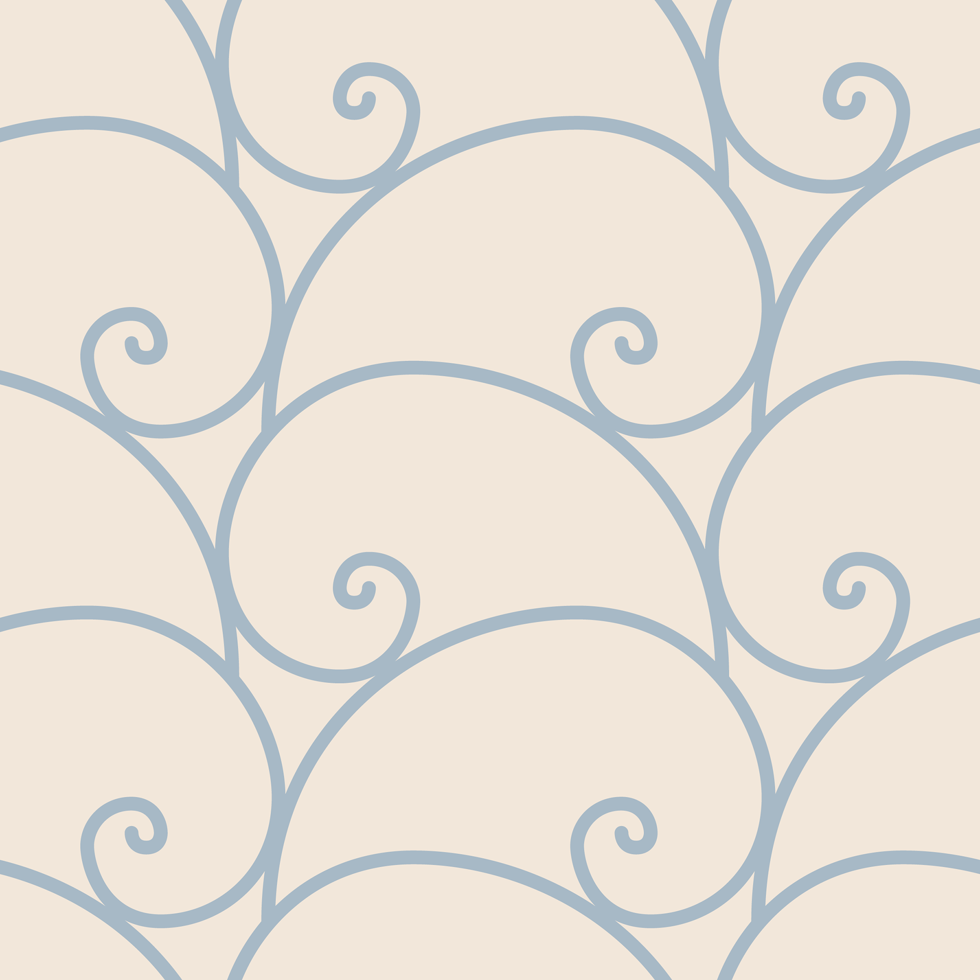Fibonacci Wave Shell Spiral scpatterndesign light blue on cream