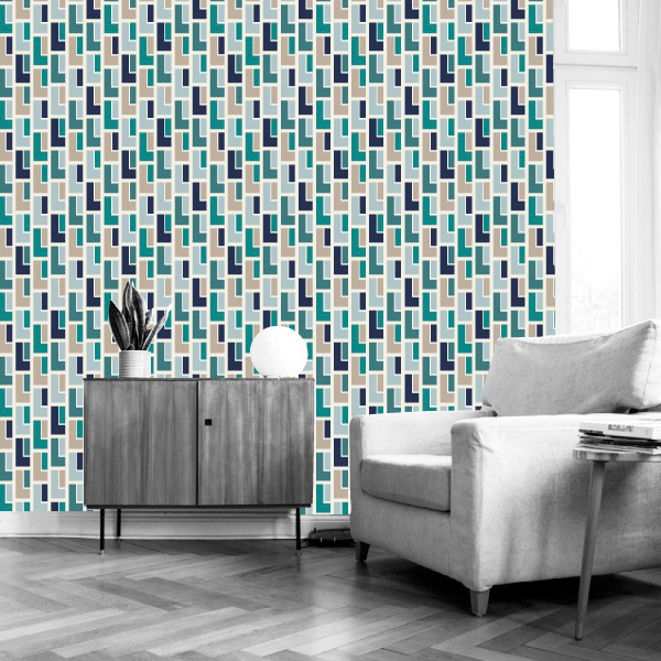 Around the Block Geo Pattern sc_patterndesign Stéphanie Chauvel wallpaper mockup