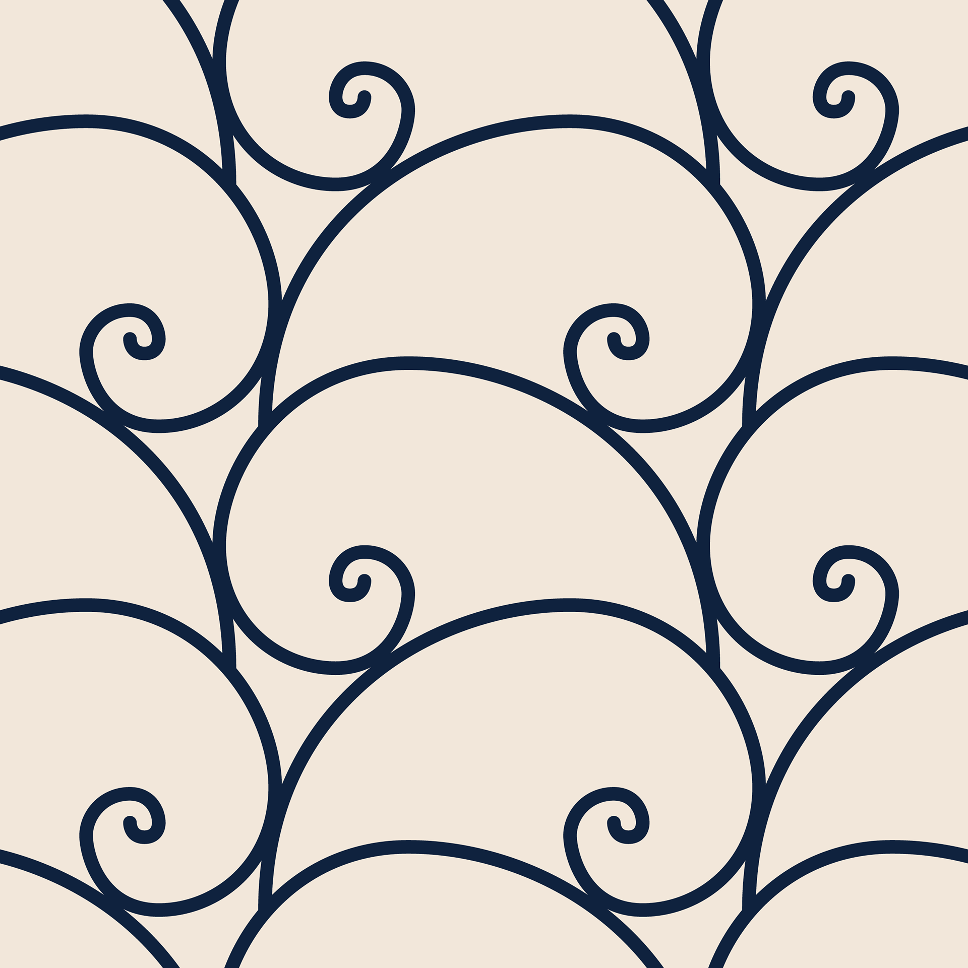 Fibonacci Wave Shell Spiral scpatterndesign dark blue on cream
