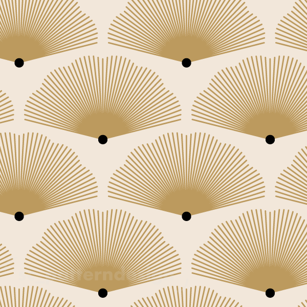 Glamour Art Deco Gingko Fans scpatterndesign Gold on Cream