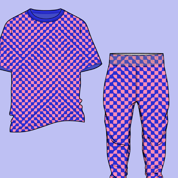Optical Checkers Geo Print Design - Pink & Blue fashion & apparel mockup by Sc_patterndesign