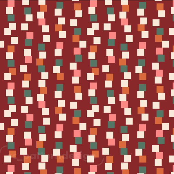 Square Columns geo pattern design Stephanie Chauvel red