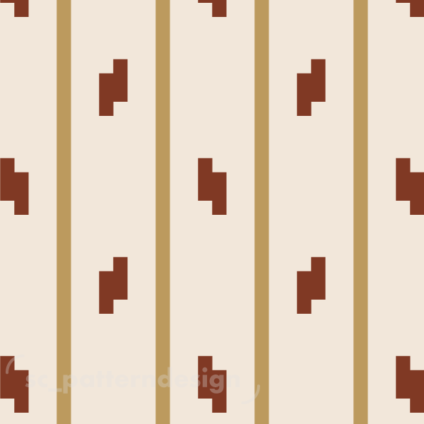 Vertical Stripes Pixel Lightning Bolt scpatterndesign terracotta