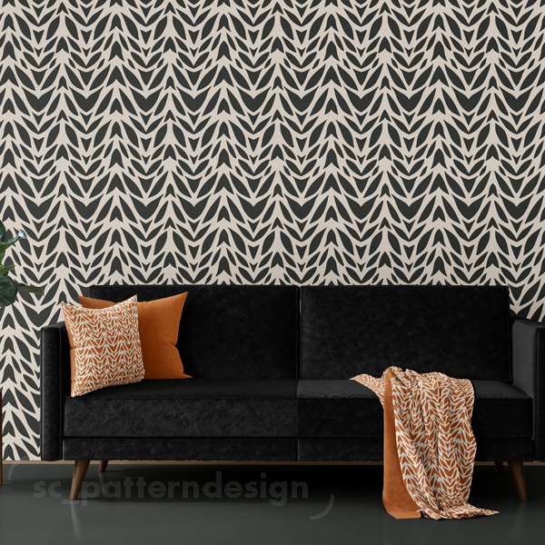 Abstract Cutout Damask Floral Black and white scpatterndesign