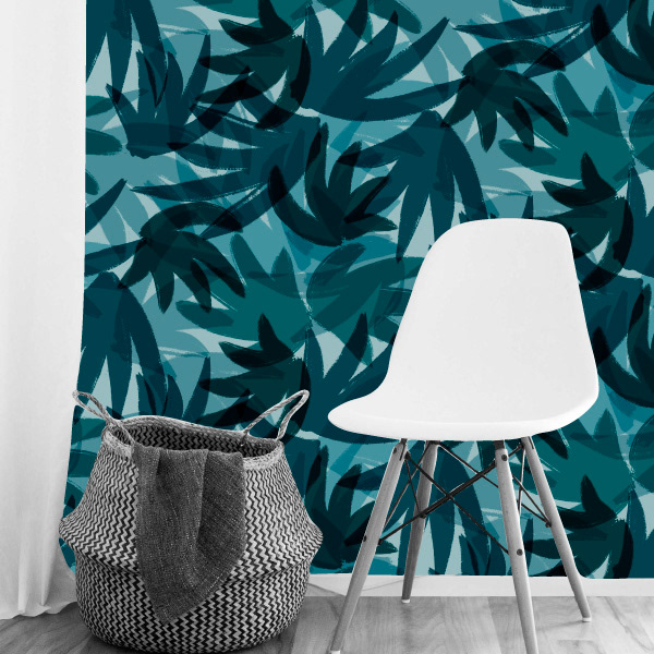Tropical Blue Floral Painterly Abstract Pattern by Stephanie Chauvel sc_patterndesign mockup
