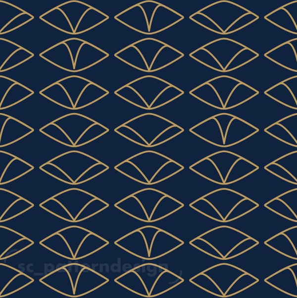 Art Deco Linework Ovals Papyrus scpatterndesign Navy Blue Gold