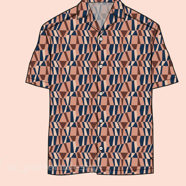 Mendini Would be Happy geo abstract pattern design by sc_patterndesign colorway mockup