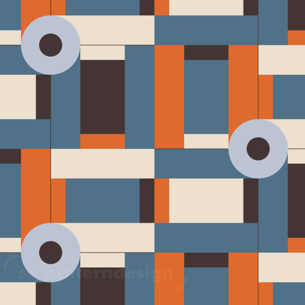 Bauhaus Glory Geo scpatterndesign Blue & Orange