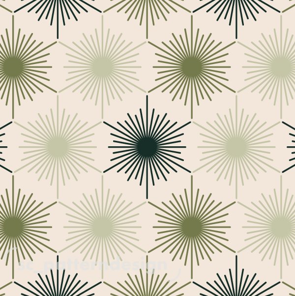 Radiant Sun Geometric Hex scpatterndesign green