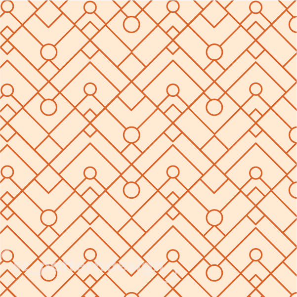 Art Deco Dream Linework sc_patterndesign Wallpaper Geo Pattern Cream and Orange
