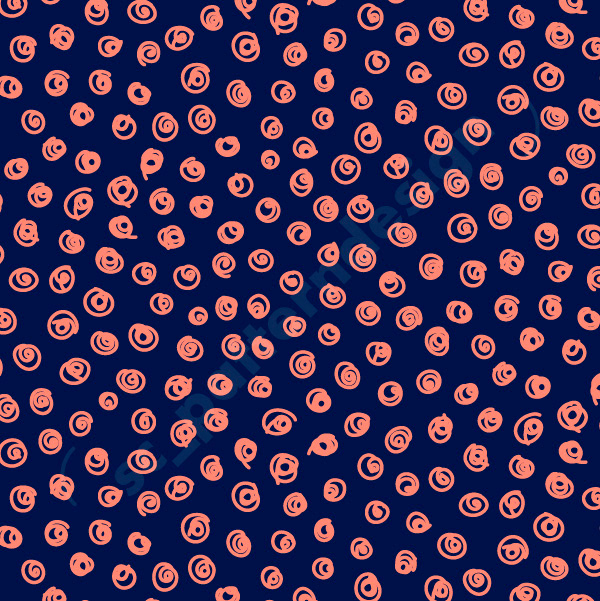 Digital Doodle Roses Abstract Floral Pattern Design by Stéphanie Chauvel blue & orange