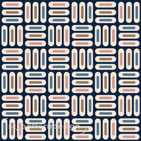 Mid Century Ovals Checkers Tiles scpatterndesign Blue