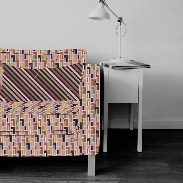 Around the Block geo pattern design Stéphanie Chauvel pink mockup