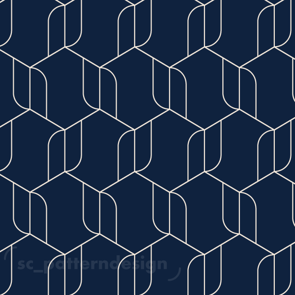 Hexagon Faux Tiles Art Deco Soft Arches scpatterndesign - Linework