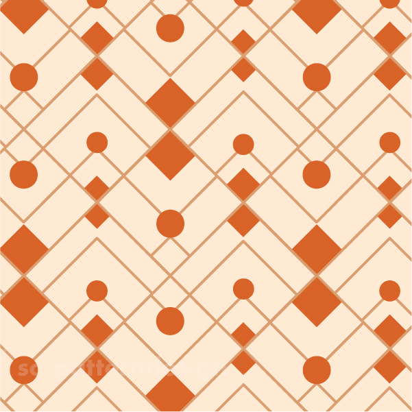Art Deco Dream Geometric Pattern design sc_patterndesign Cream & Orange