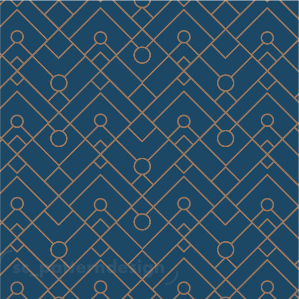 Art Deco Dream Linework sc_patterndesign Wallpaper Geo Pattern Blue and Gold
