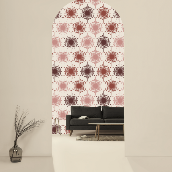 Radiant Sun Geometric Hex Vector Brown Old Pink scpatterndesign cream gold