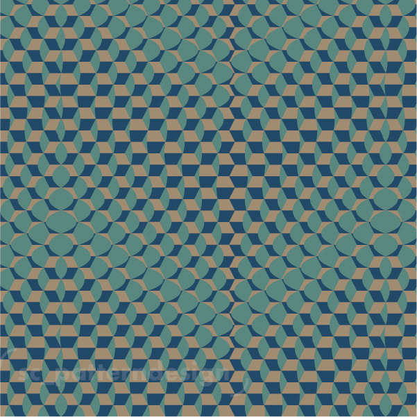 Tessellated Combs Geo Design for wallpaper by sc_patterndesign Stephanie Chauvel turquoise and blue