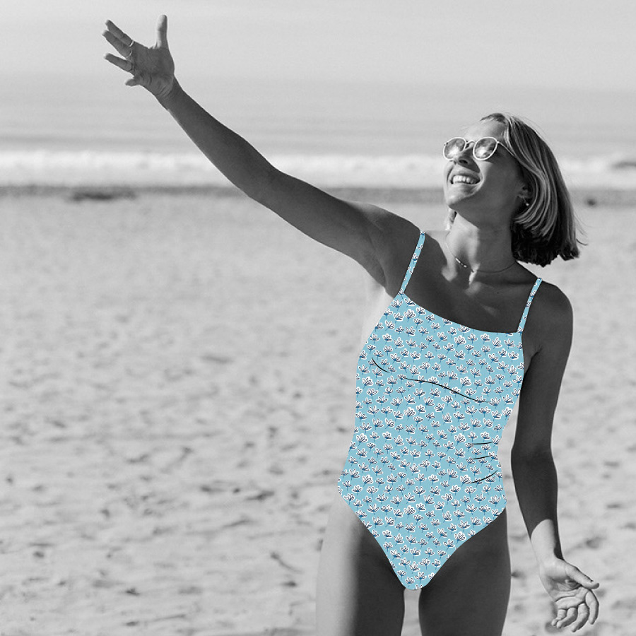 Summer White Pops Abstract Floral Print Design sc_patterndesign blue womenswear swimwear mockup