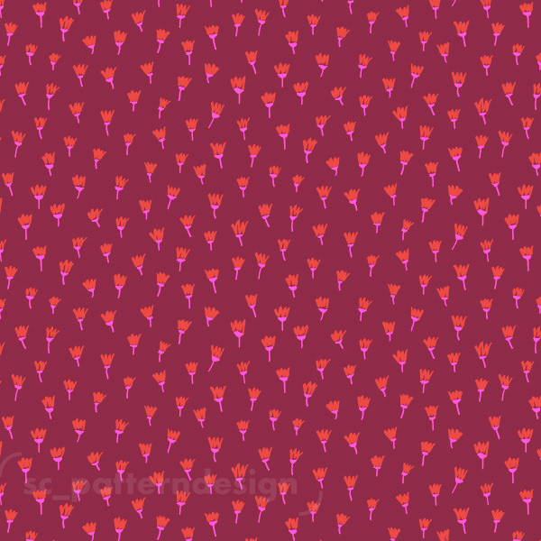 Abstract Tulips Floral Print Pattern sc_patterndesign Red
