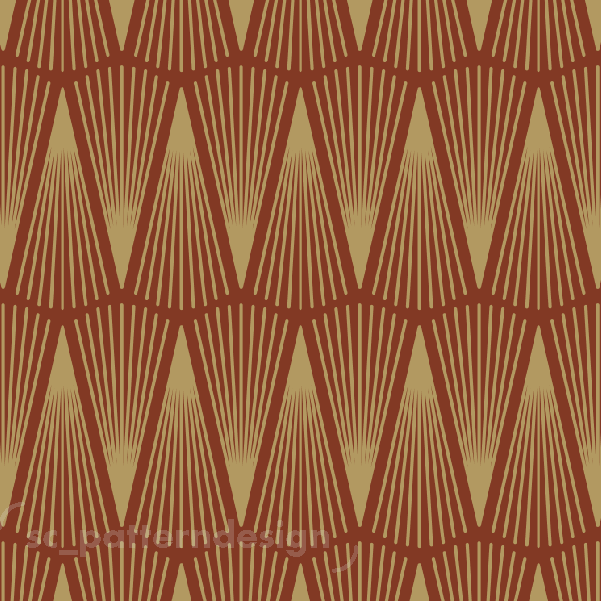 Art Deco Lines Pattern Gold on Rust scpatterndesign