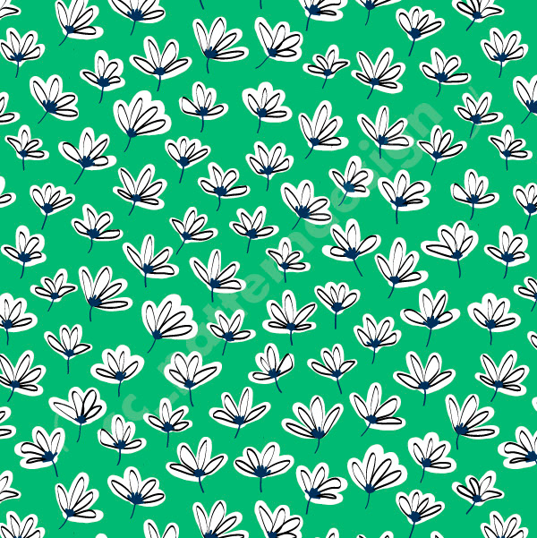 Summer White Pops Abstract Floral Print Design sc_patterndesign Green