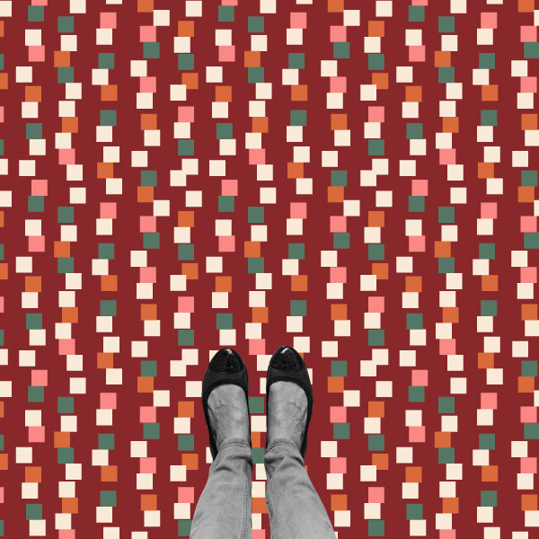 Square Columns geo pattern design Stephanie Chauvel red mockup