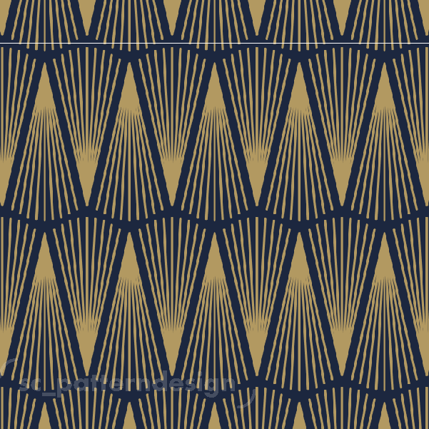 Art Deco Lines Pattern Gold on Dark Blue scpatterndesign