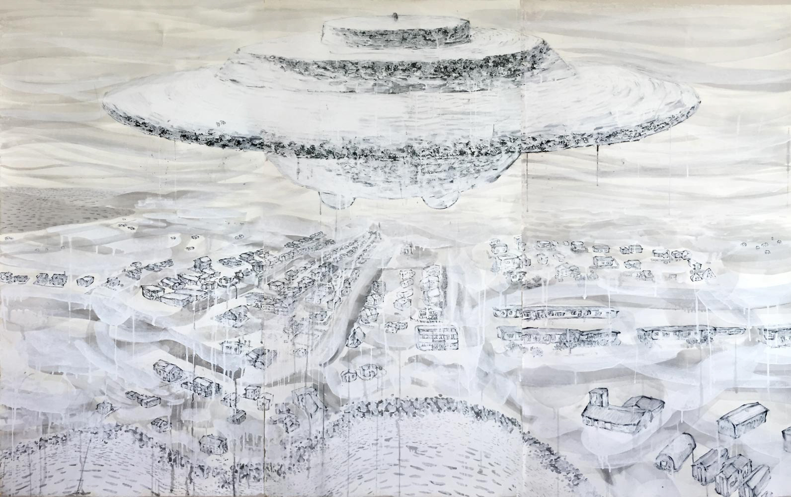 Skagaströnd-1, 155x228cm, 장지에 목탄, 채색, 2011