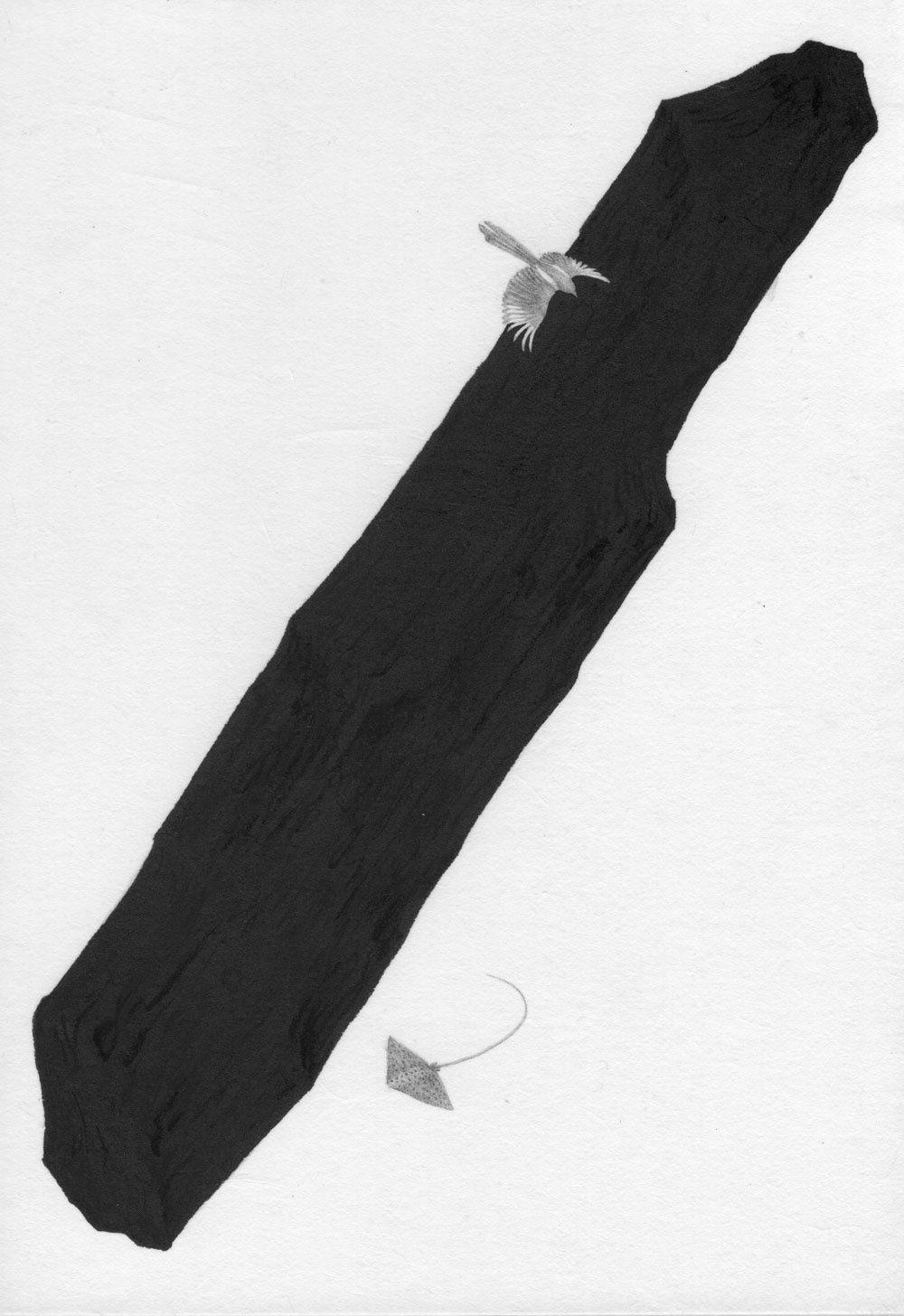 Artificial Landscape-Island-4, 장지에 먹, 목탄, 흑연, 22.7x15.8cm, 2025