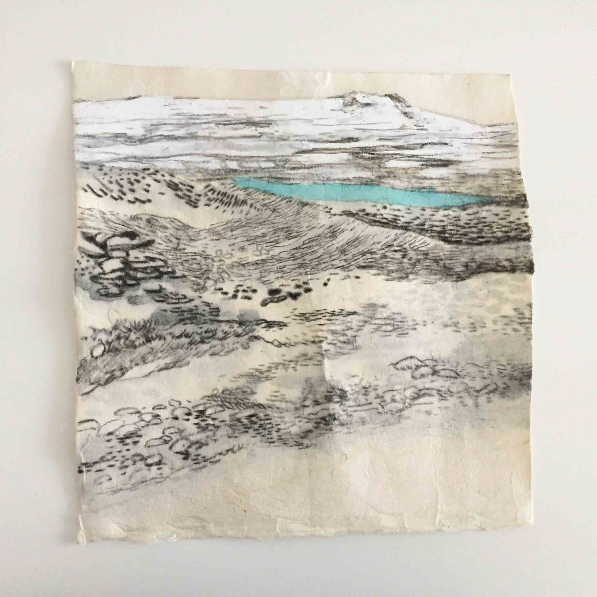 Drawing in Iceland, 22x22cm, 장지에 목탄, 채색, 2011