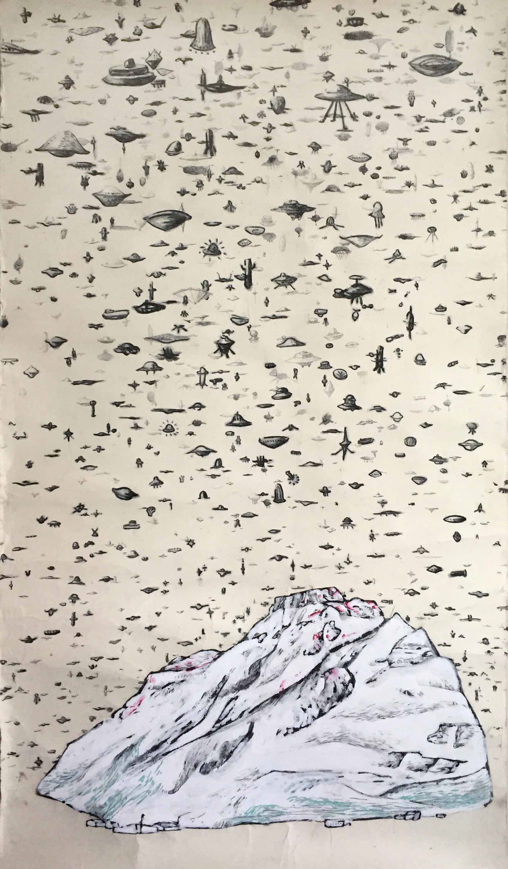 Mt. Spákonufell, 155x76cm, 장지에 목탄, 채색, 2011