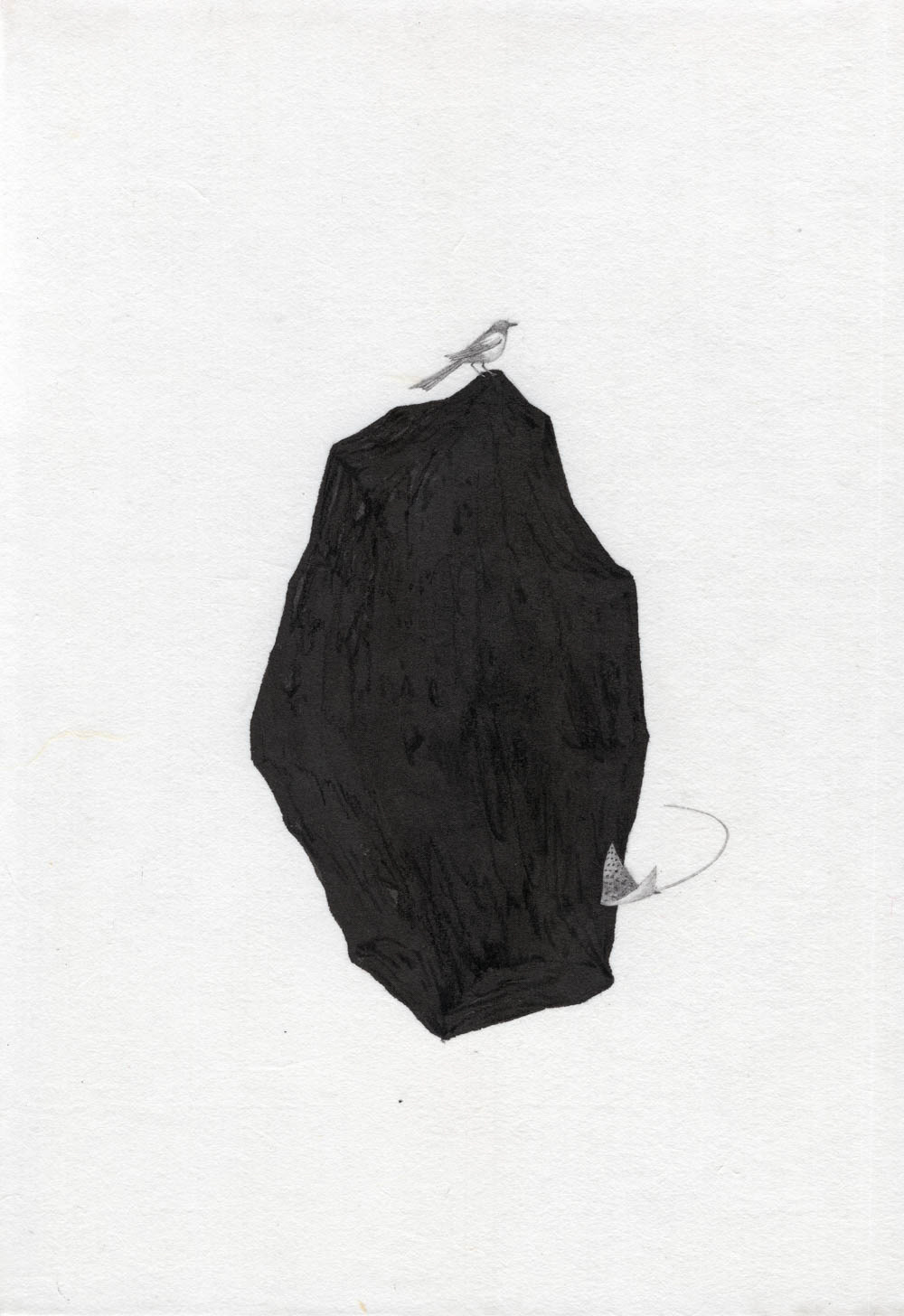 Artificial Landscape-Island-3, 장지에 먹, 목탄, 흑연, 22.7x15.8cm, 2024
