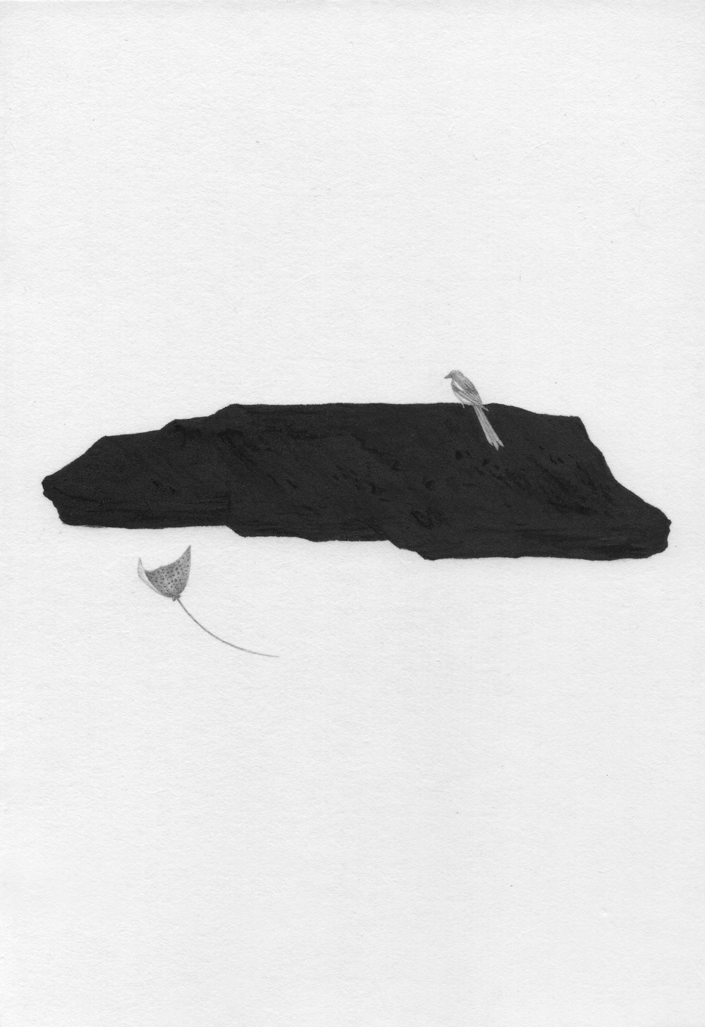 Artificial Landscape-Island-5, 장지에 먹, 목탄, 흑연, 22.7x15.8cm, 2025