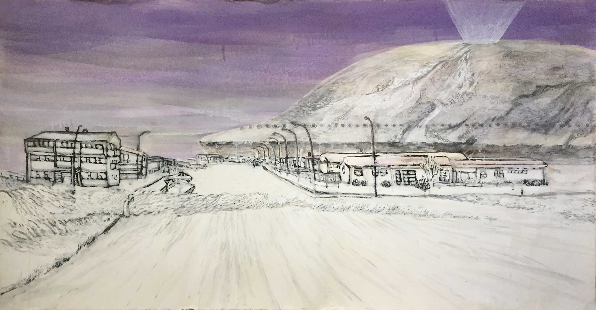 Skagaströnd-2, 76x155cm, 장지에 목탄, 채색, 2011