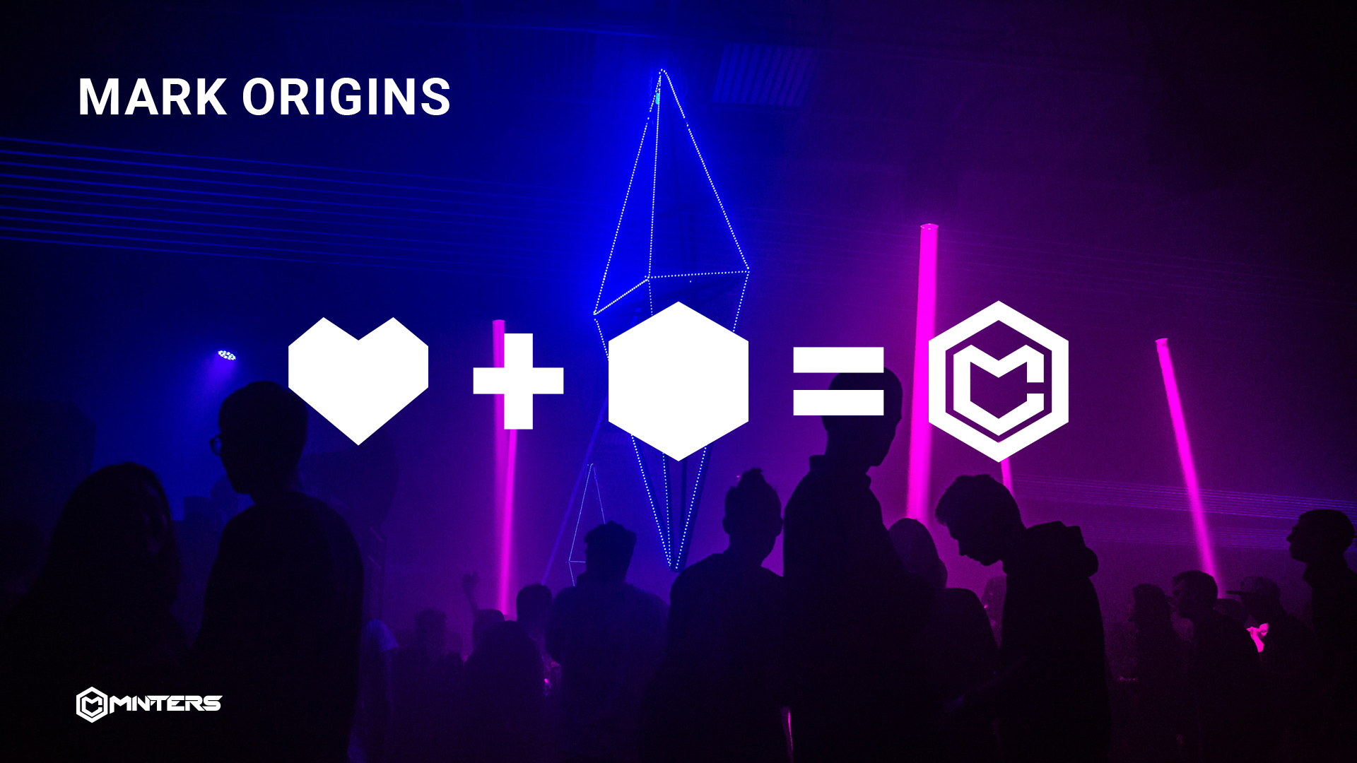 Logo mark origins of the Minters Heart include a heart and hexagon.