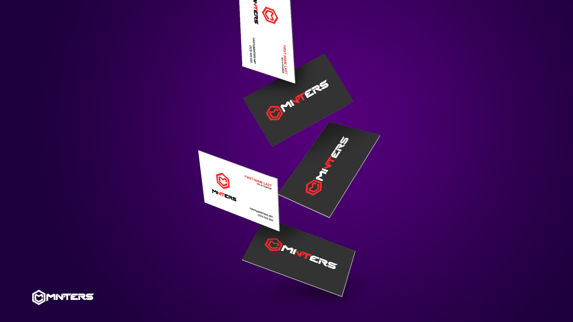 Falling business cards.