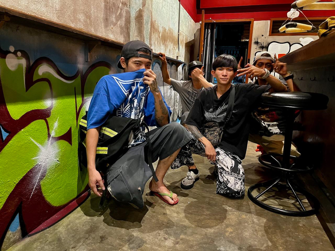 Saw them painting in the street, so invited them to paint a mural
