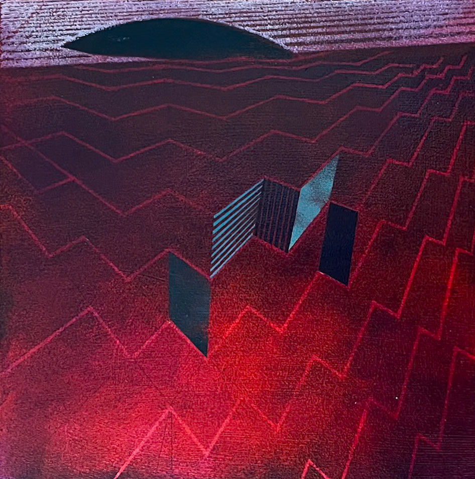 Black Sun - Acrylic on Board 20 x 20 cm