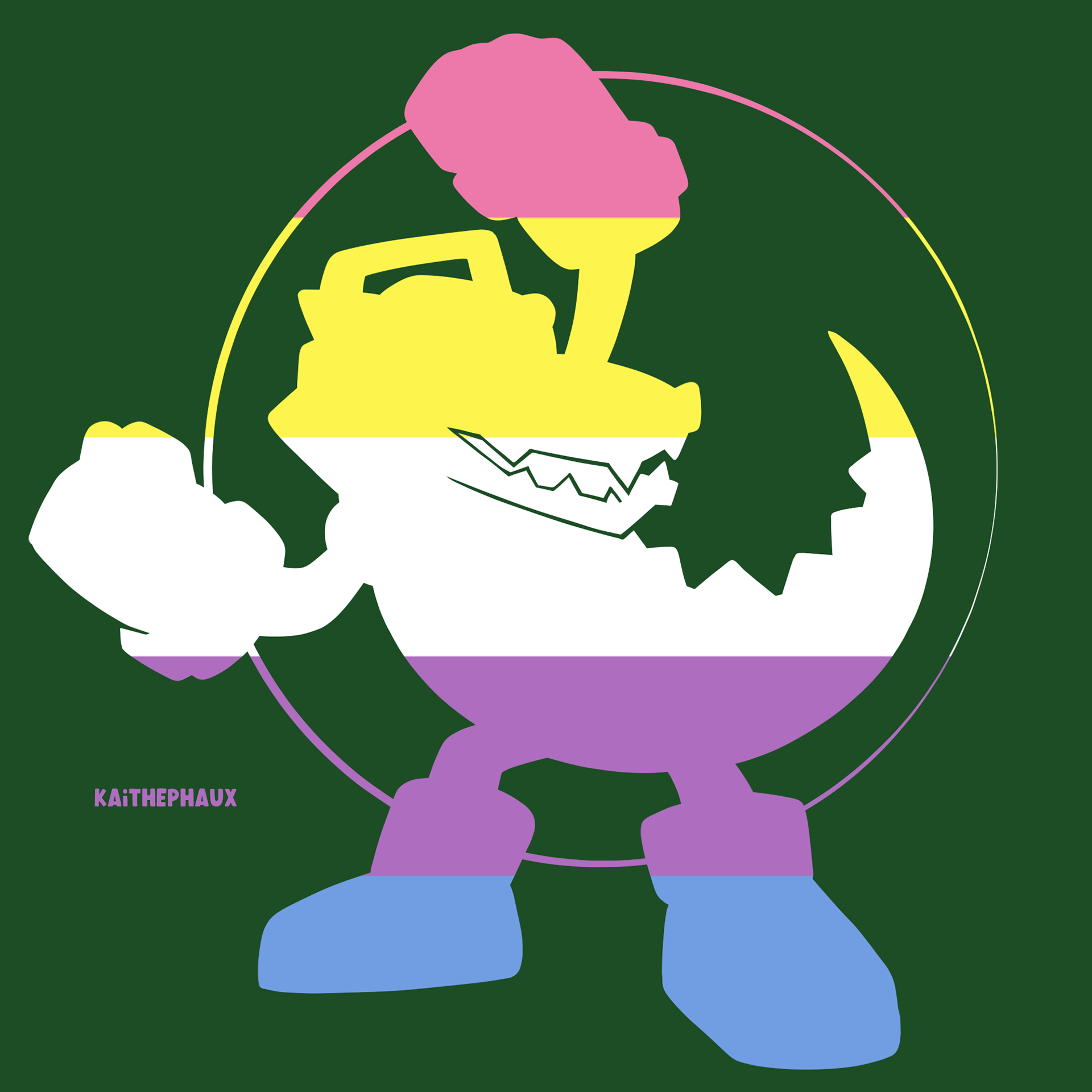 Vector the Crocodile - Bigender Pride