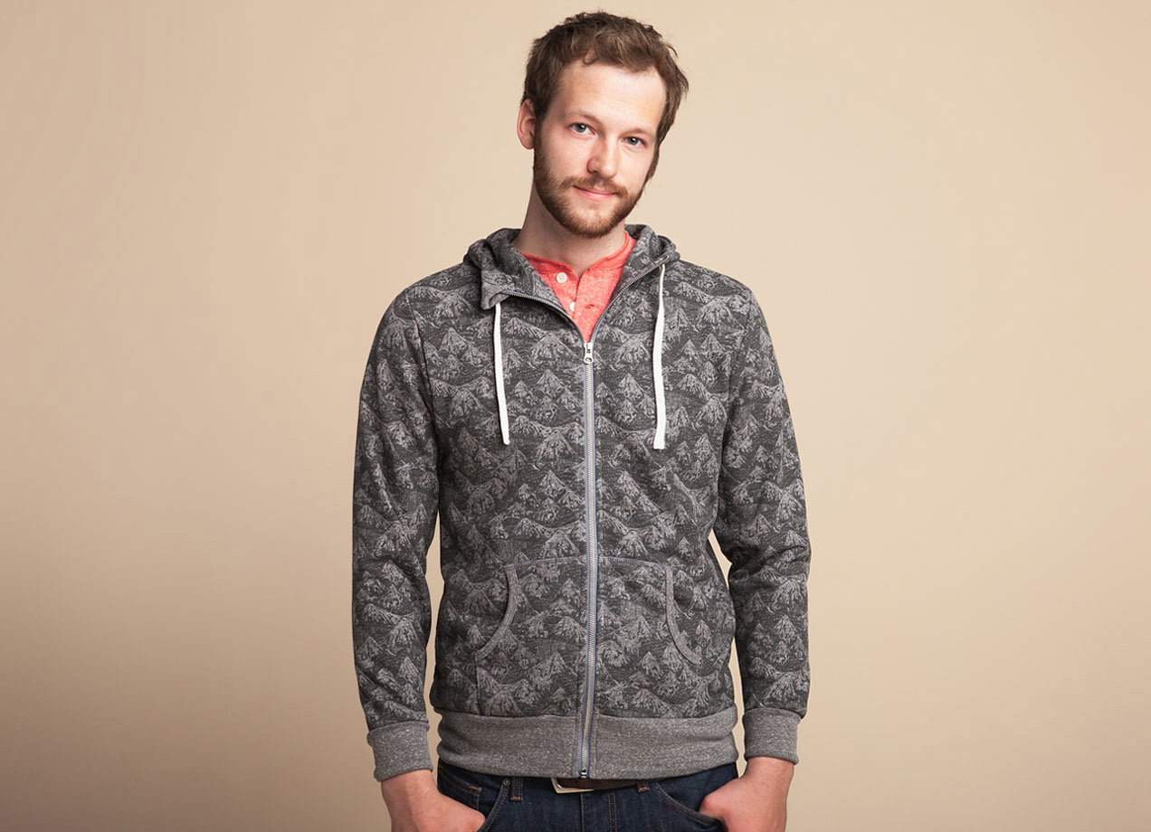 Front view of Horror Vacui surface print illustration on threadless hoody