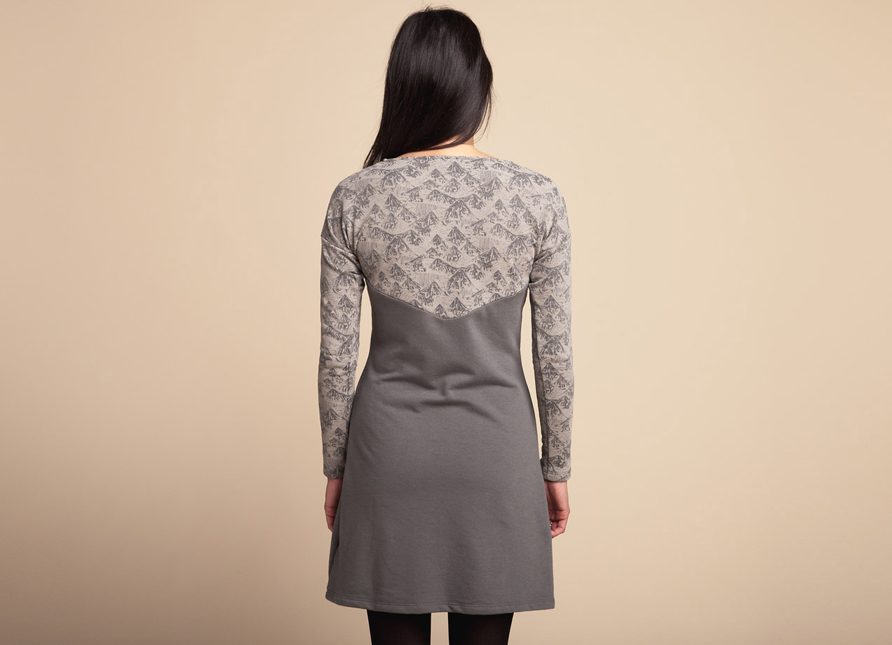 Back view of Horror Vacui surface print illustration on threadless dress